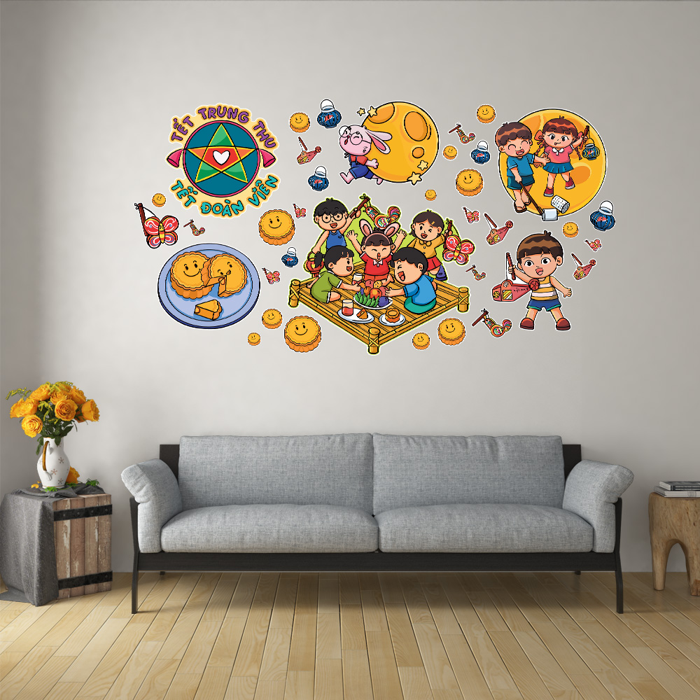 TẾT TRUNG THU 07 Decoration sticker decal dán tường trang trí nhà cửa, cửa hàng STICKER FACTORY