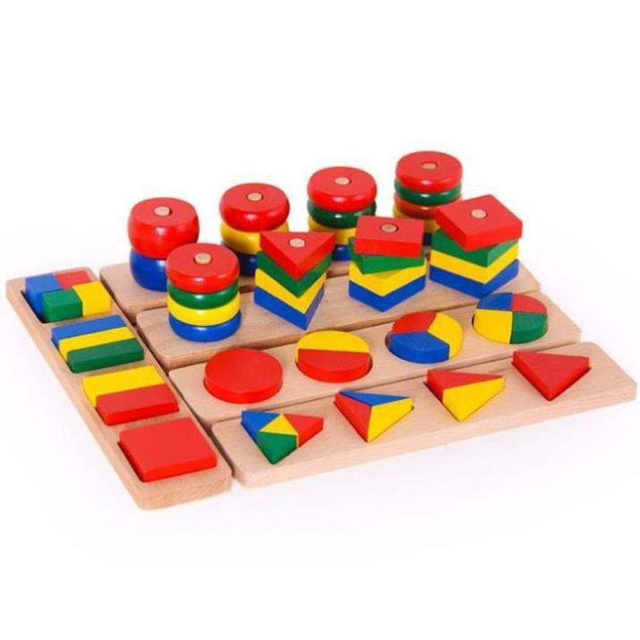 Bộ Giáo Cụ Montessori 8 Món - Loại 1 - Giúp Phát Triển Trí Tuệ Về Hình Học, Toán Học