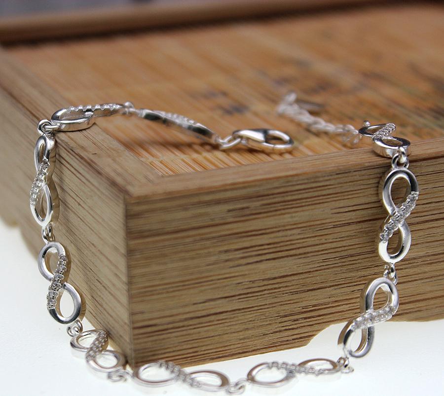 Lắc Tay Nữ Bạc Hiểu Minh LTU485 vô cực infinity