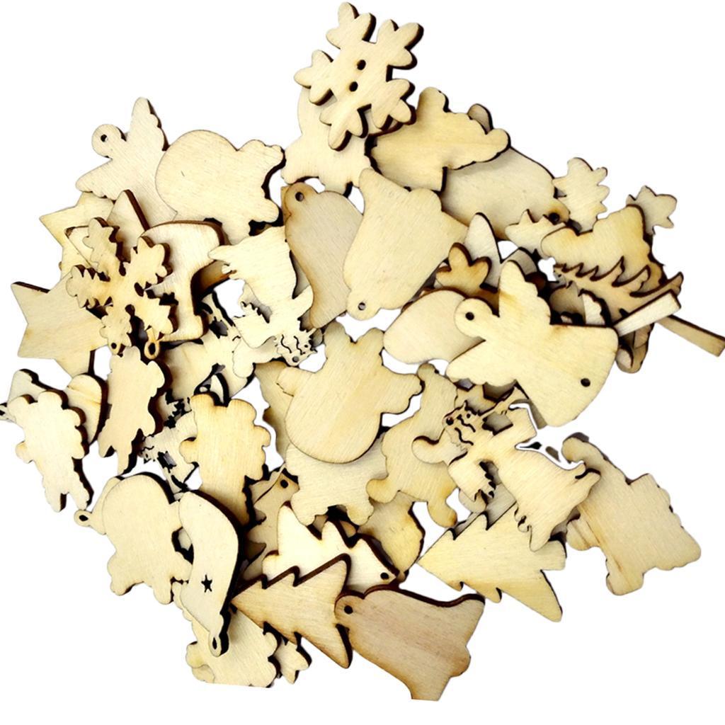 Unfinished Natural Star Christmas Shapes Wood Pieces DIY Craft for Scrapbook