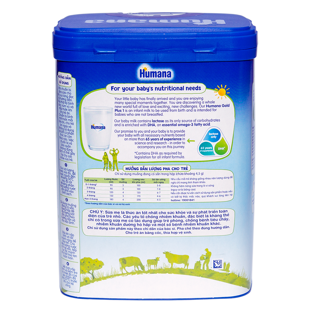 Sữa Bột Công Thức Dành Cho Trẻ Từ 0 Đến 6 Tháng Tuổi Humana Gold Plus 1 800g - Nhập Khẩu Từ Đức - Date 01/03/2024 -