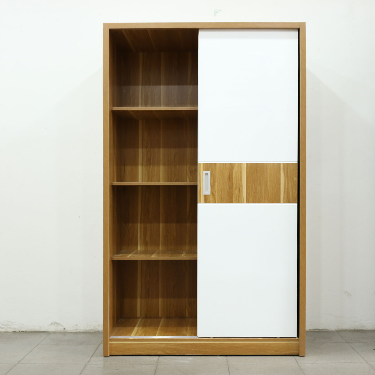 Tủ Áo Cửa Lùa 1m2X2m Gỗ MDF Melamine Màu Vân Sọc Vàng Cánh Trắng Viva