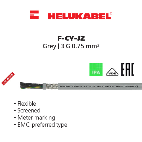 Dây cáp điều khiển HELUKABEL F-CY-JZ | Grey | 3 G 0.75 mm²