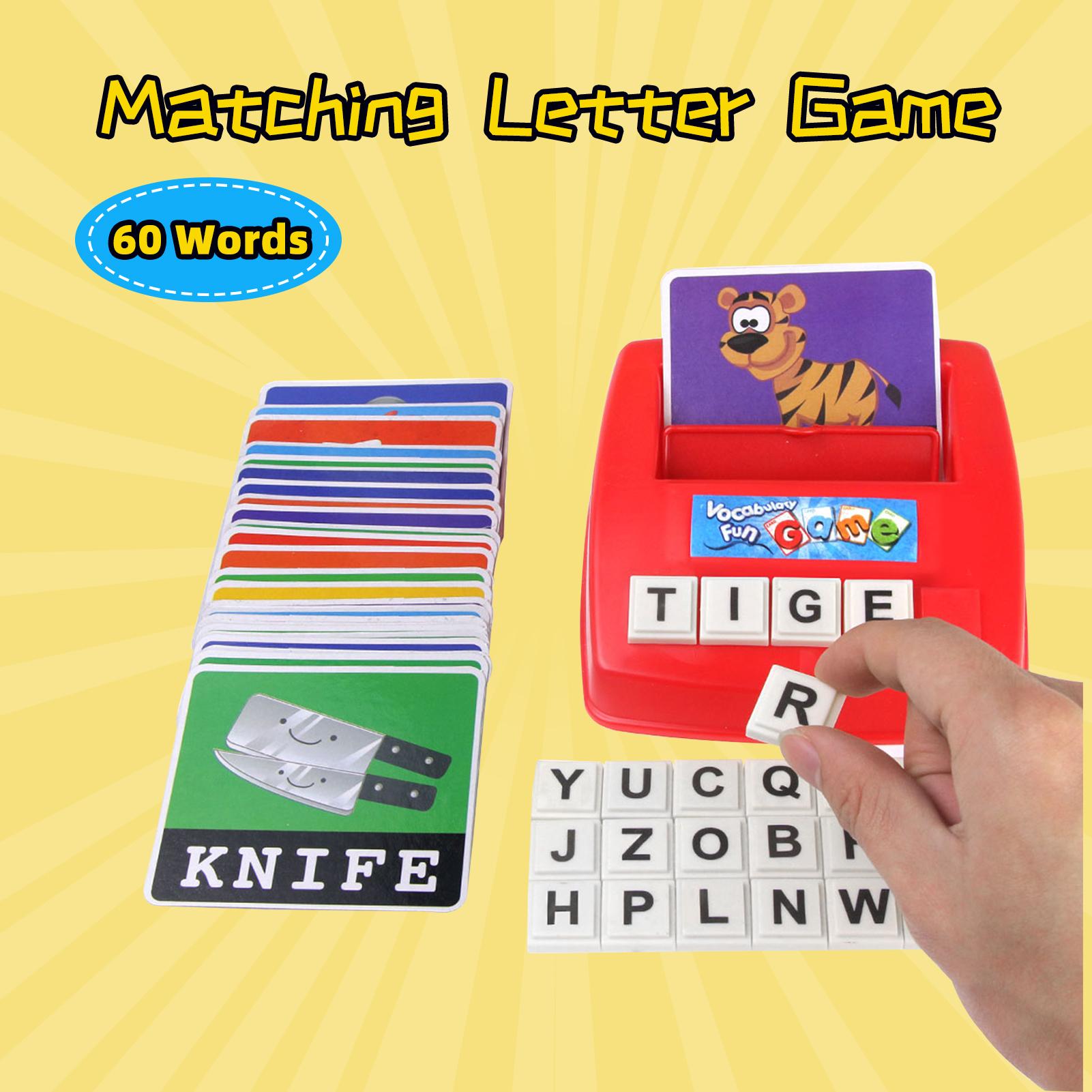 Matching Letter Game Alphabet Word Spelling and Recognition with 26pcs Capital Letter Blocks 30pcs Word Cards Preschool