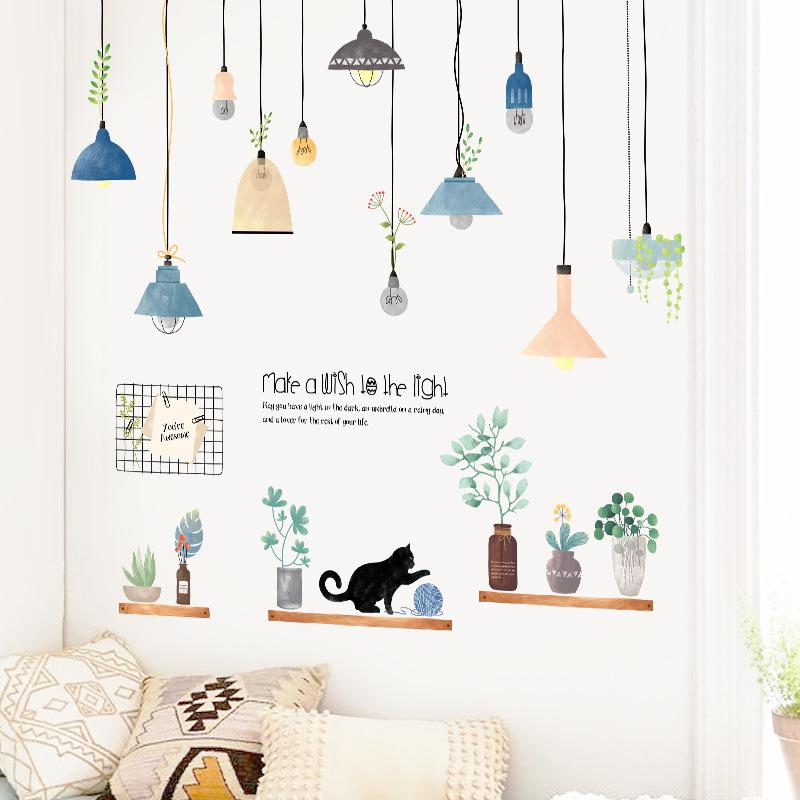 Sticker Dán Tường Họa Tiết Hình Chậu Cây Dùng Trang Trí Phòng Ngủ