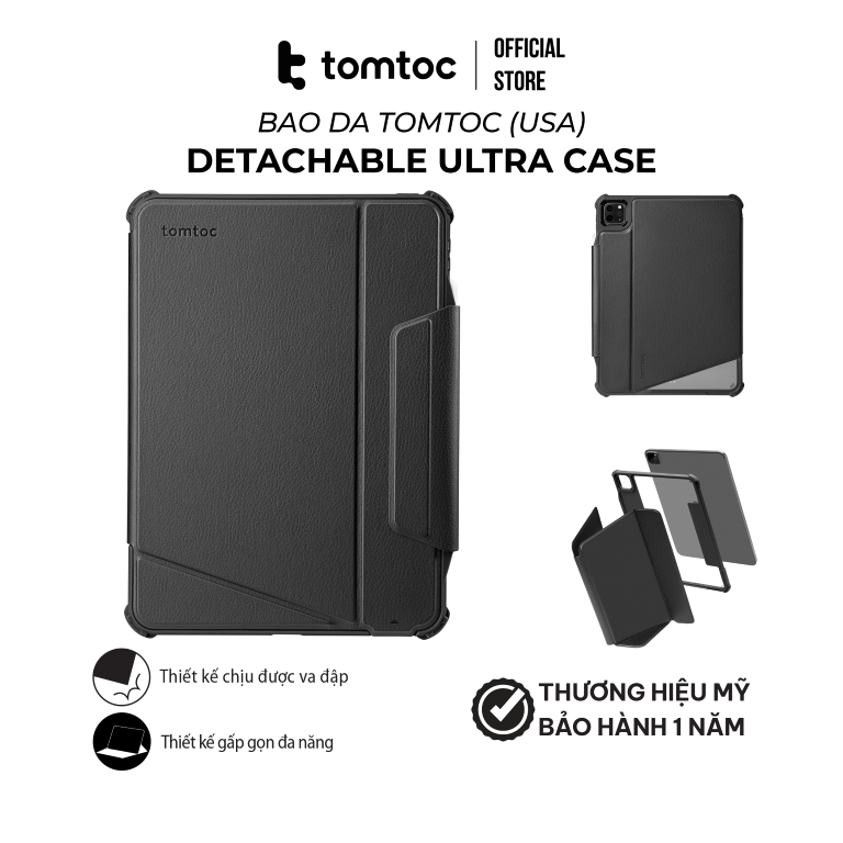 Bao da Tomtoc (USA) Detachable  Ultra Case cho iPad Pro 11/12.9 (M2&M1) – Hàng chính hãng