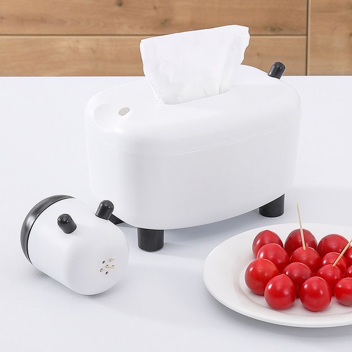 Hộp Đựng Giấy Ăn Để Bàn Hình Cừu Đa Năng 2in1 Có Ống Đựng Tăm - Hàng cao cấp