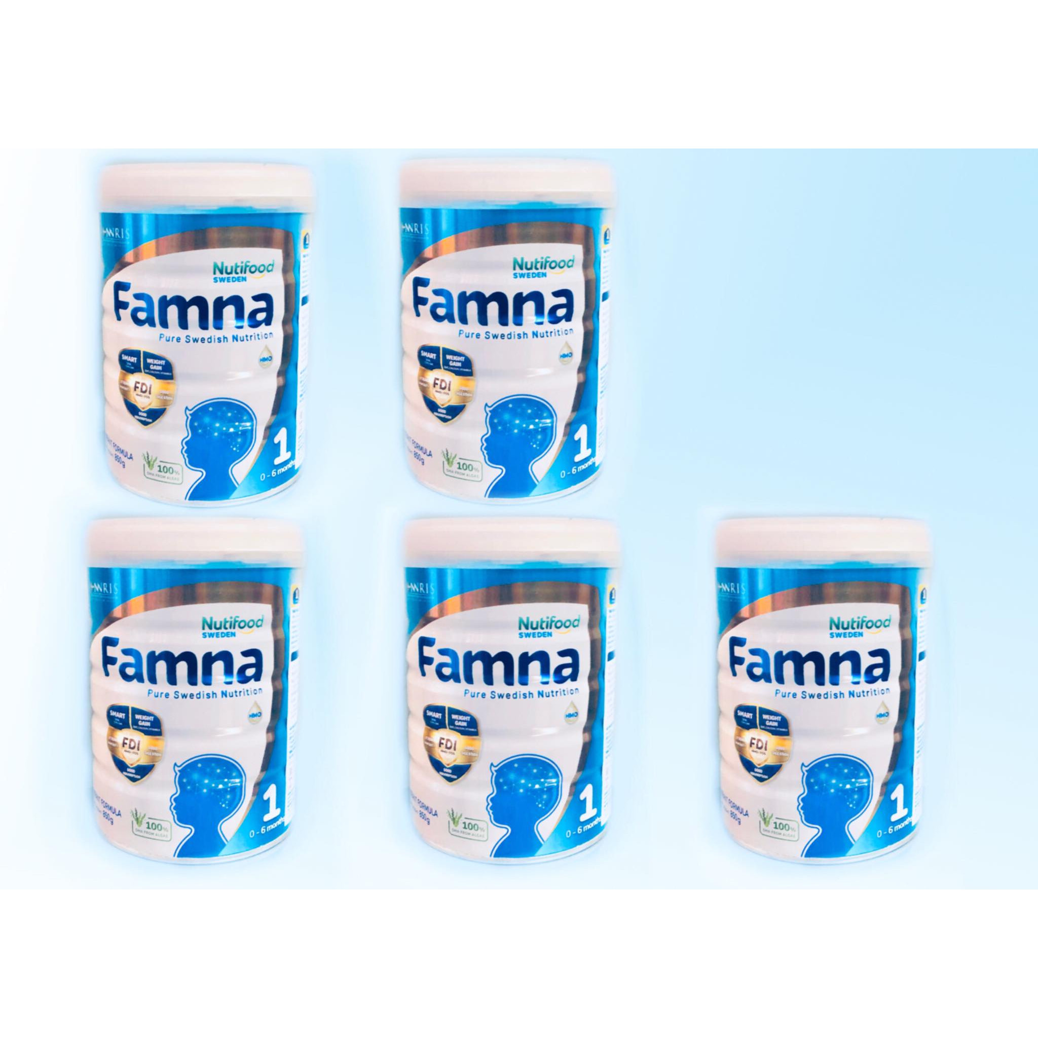 Bộ 5 lon sữa Famna step 1 850g - Đề kháng khoẻ, tiêu hoá tốt, bé cao lớn và thông minh - Hàng chính hãng của NutiFood