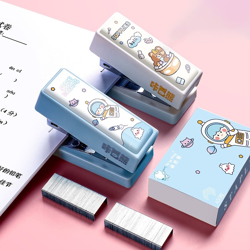 Bấm ghim giấy mini Pastel dập ghim kẹp tài liệu văn phòng phẩm Lalunavn dễ thương B128