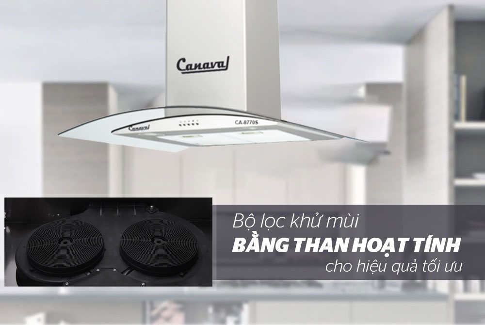 Máy hút mùi kính cong Canaval CA8770S - Hàng nhập khẩu