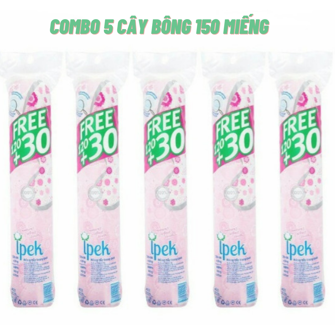 [ Tặng 1 mặt nạ ] Combo 5 bông Ipek Thổ Nhĩ Kì 150 miếng ( 5 x 150 miếng)