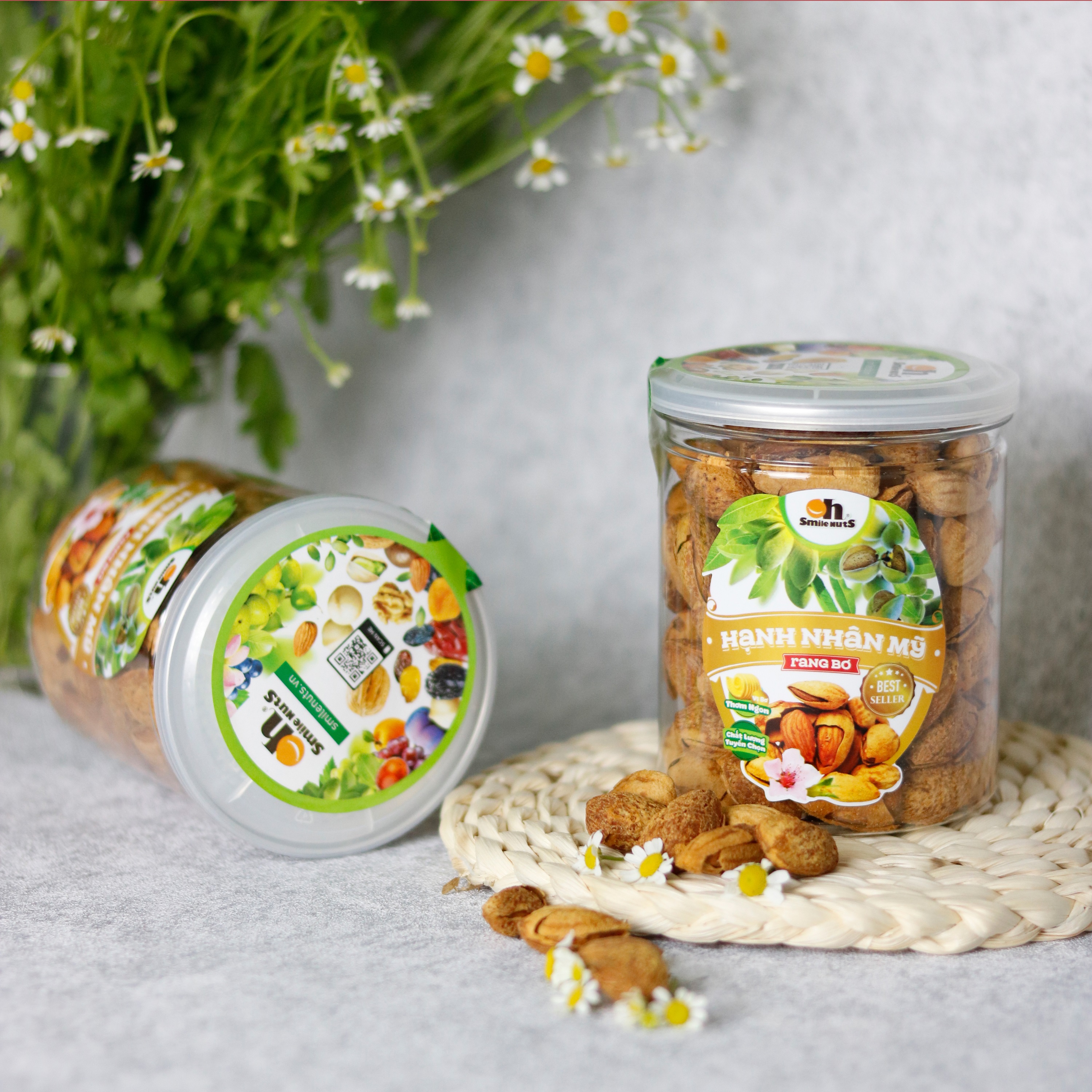 Hạt Hạnh Nhân Mỹ Rang Bơ Smile Nuts | 100% nhập khẩu từ Mỹ, thơm ngon, giòn béo