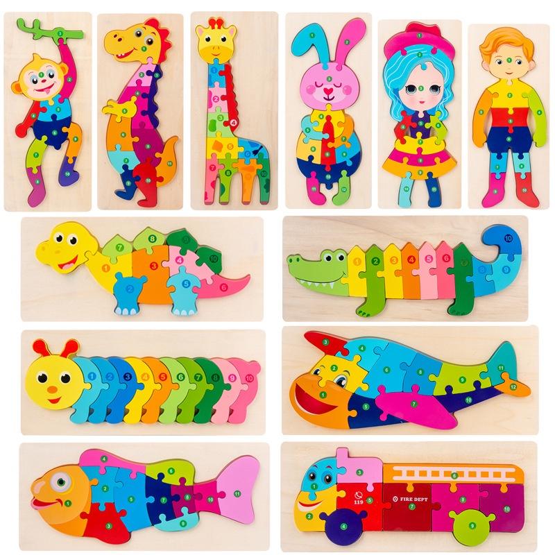 Combo 3 Tranh Ghép Hình Bằng Gỗ Đồ Chơi Tranh Ghép Nối Số Cho Bé Trai Và Bé Gái Kích Thước 30*13cm