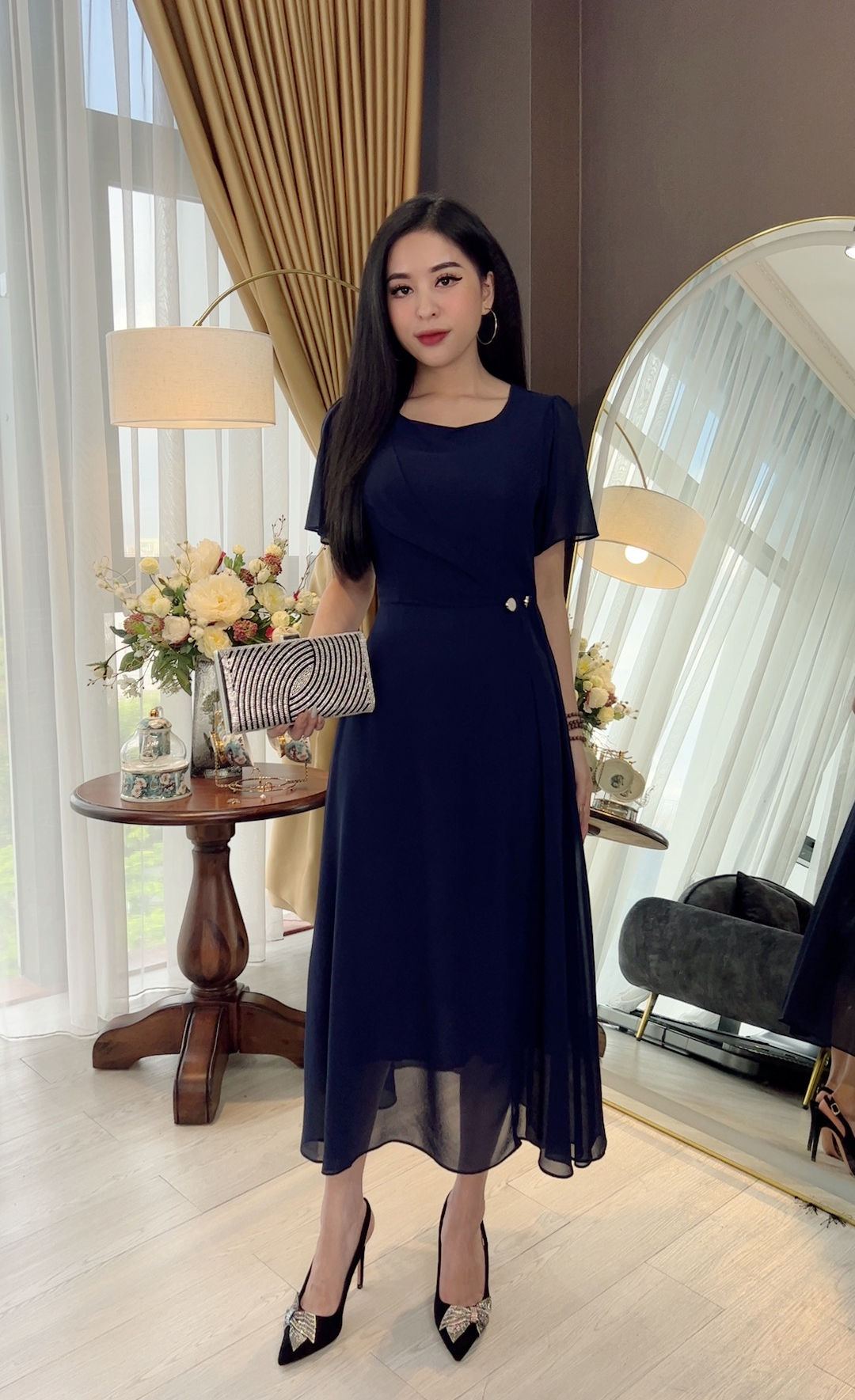 Đầm Trung Niên [ Linh Trà ] (TM 586) Bigsize Màu Sắc Trẻ Trung Tươi Sáng Họa Tiết Sang Trọng Đi Làm Đi Tiệc Cho Bà