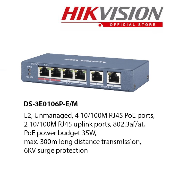 Switch mạng 4, 8, 16,24  cổng POE HIKVISION dùng cho camera IP cấp nguồn POE.  DS-3E0106P-E/M, DS-3E0310P-E/M(B), DS-3E1318P-EI/M , DS-3E1326P-EI/M - hàng chính hãng