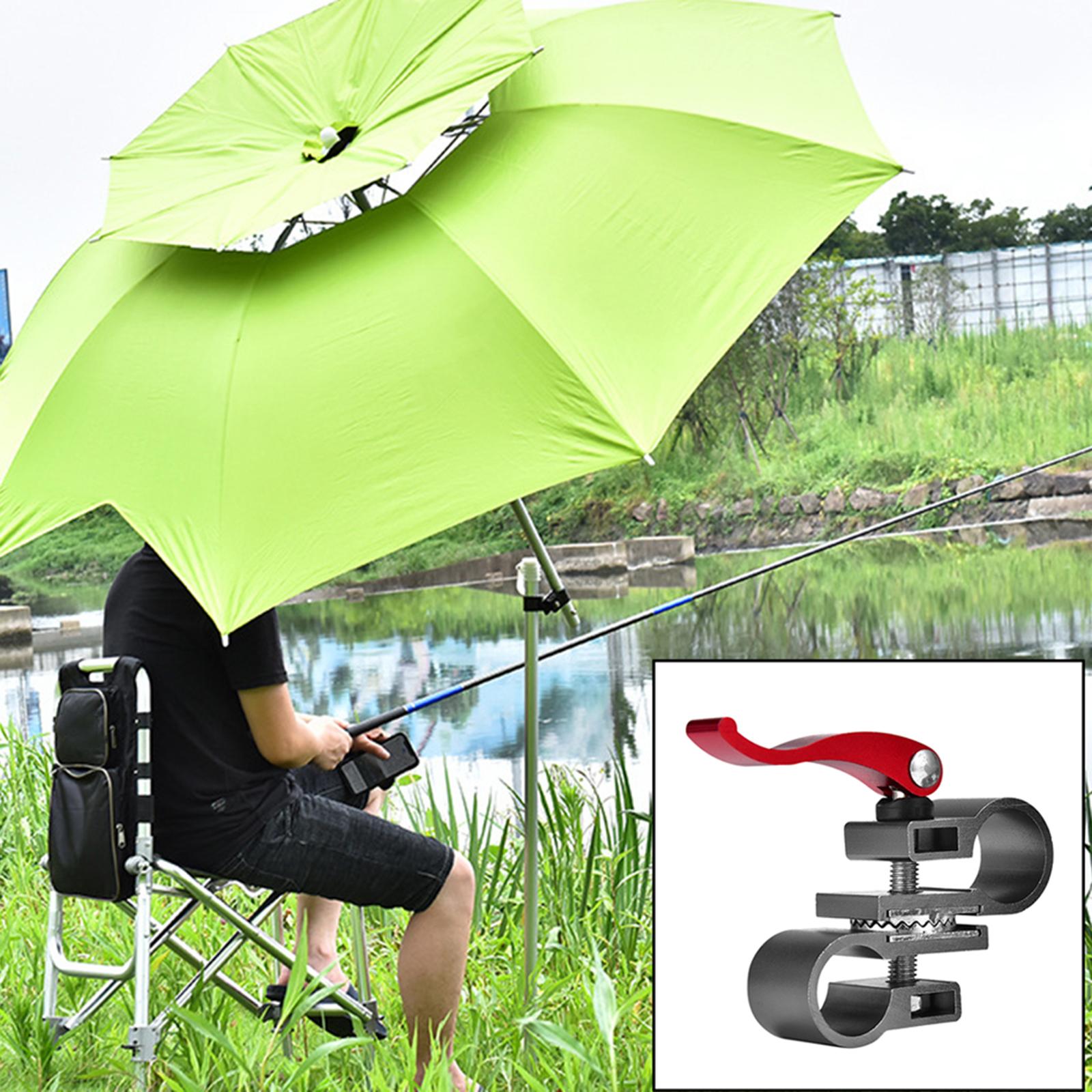 2xHeavy Duty Fishing Umbrella Holder Fixed Clip Brackets Mount Accessories Grey