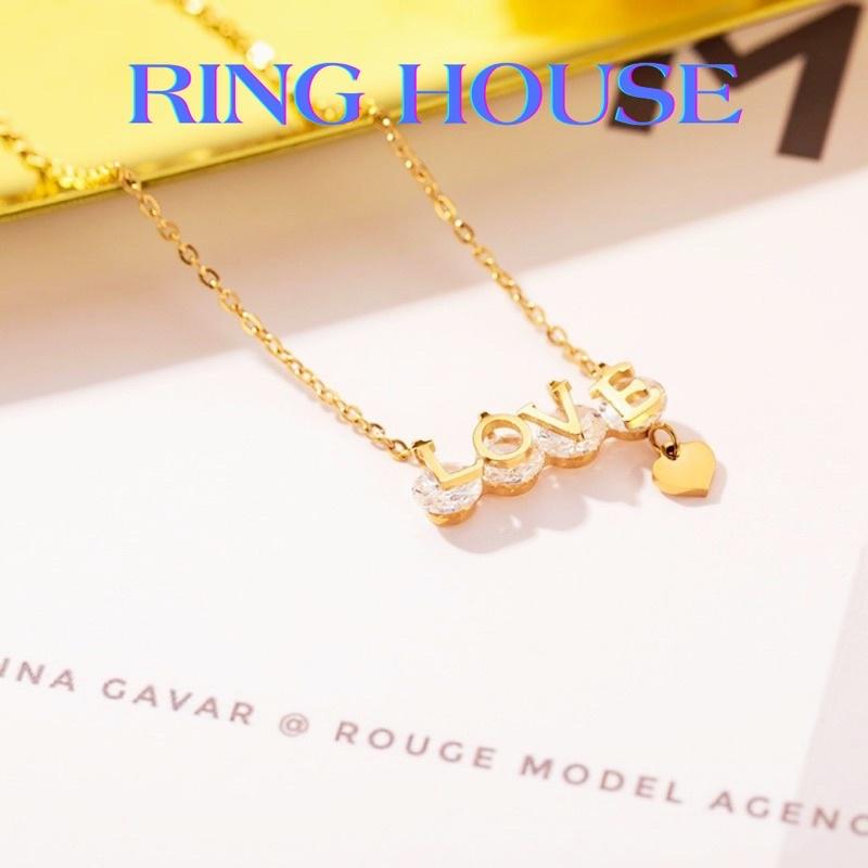 Dây Chuyền Nữ Chữ Love Vàng Gold Titan Không Gỉ Cao Cấp