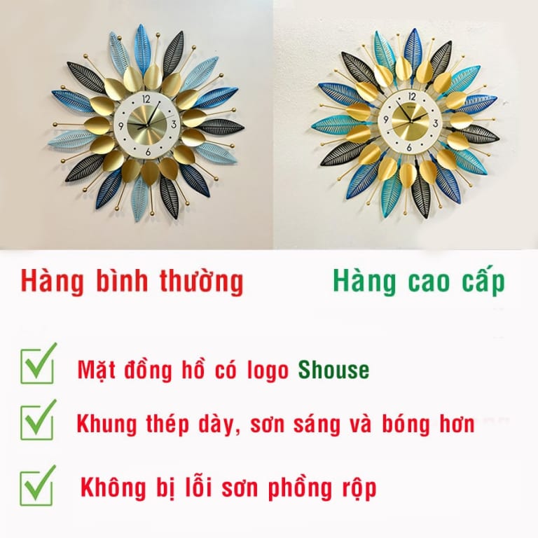 Đồng Hồ Treo Tường Trang Trí Nghệ Thuật Cao Cấp Shouse DC111 hiện đại 3D kích cỡ lớn đẹp kim trôi treo phòng khách