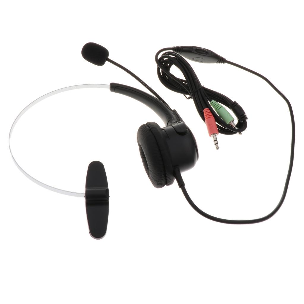 Call Center Office Hands-free Headset 3.5mm Headphone Monaural Microphone