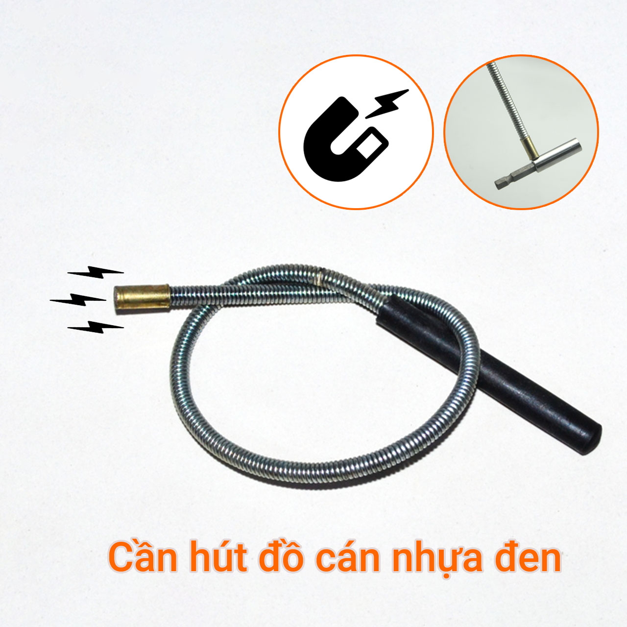Cần nam châm hút đồ cán nhựa đen