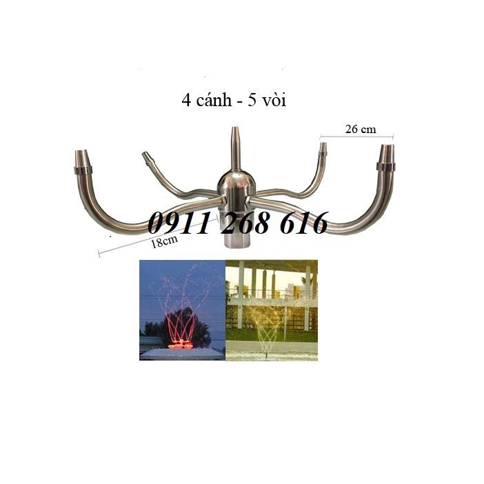Đầu phun nước múa xoay tròn tự động INOX phi 34mm