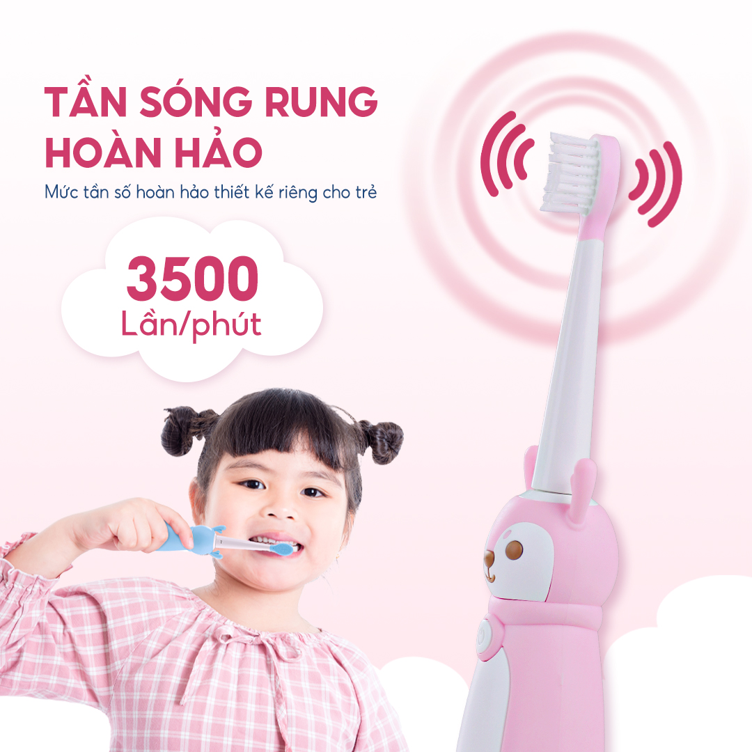 Bàn chải điện thông minh cho bé Lebenlang LBL3021,thiết kế đáng yêu, chống thấm nước IPX7, 3 chế độ, bảo hành 2 năm - hàng chính hãng