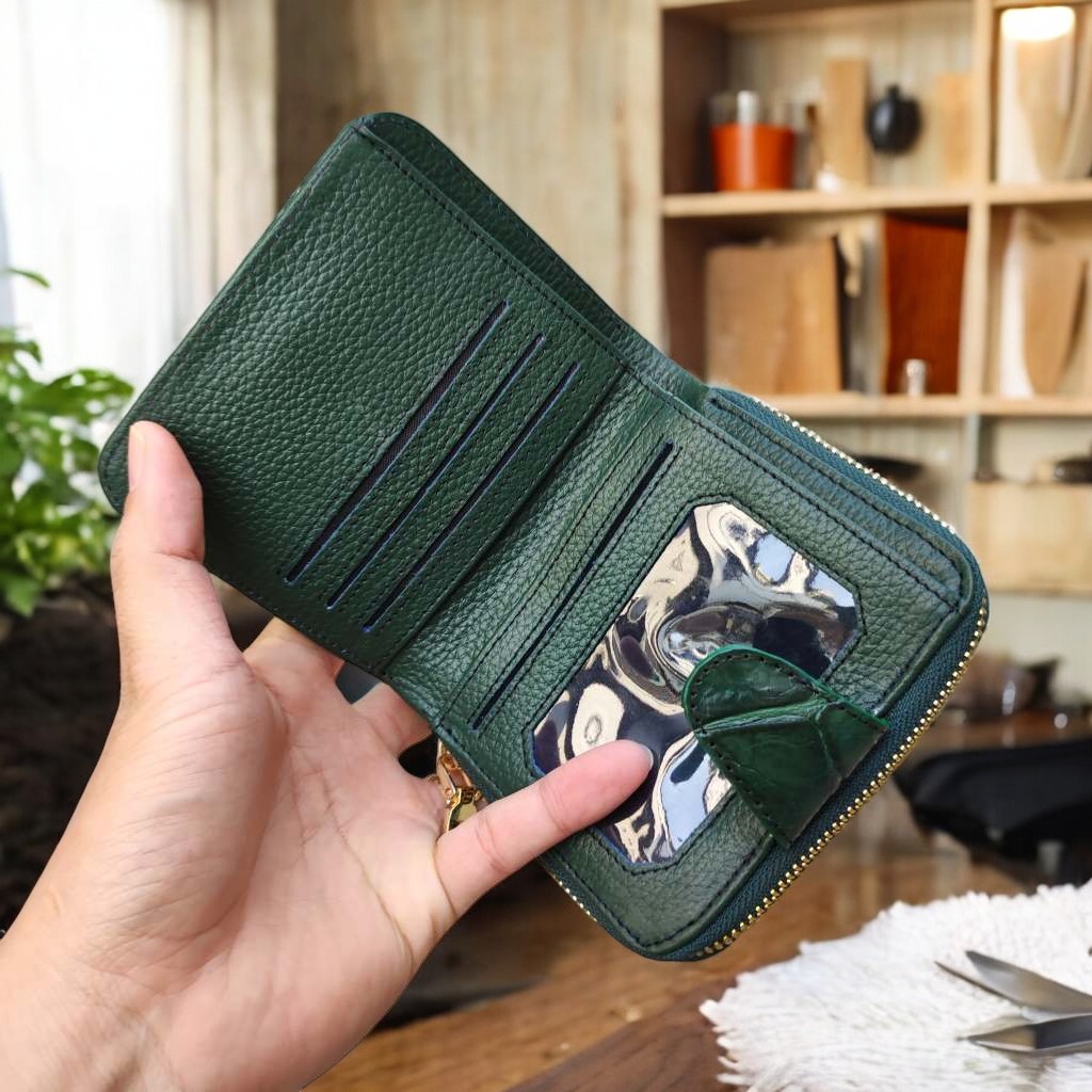 Ví nữ DA BỤNG CÁ SẤU XANH RÊU SIÊU LỚN. Ví nhỏ gọn nhưng đựng siêu nhiều đồ!