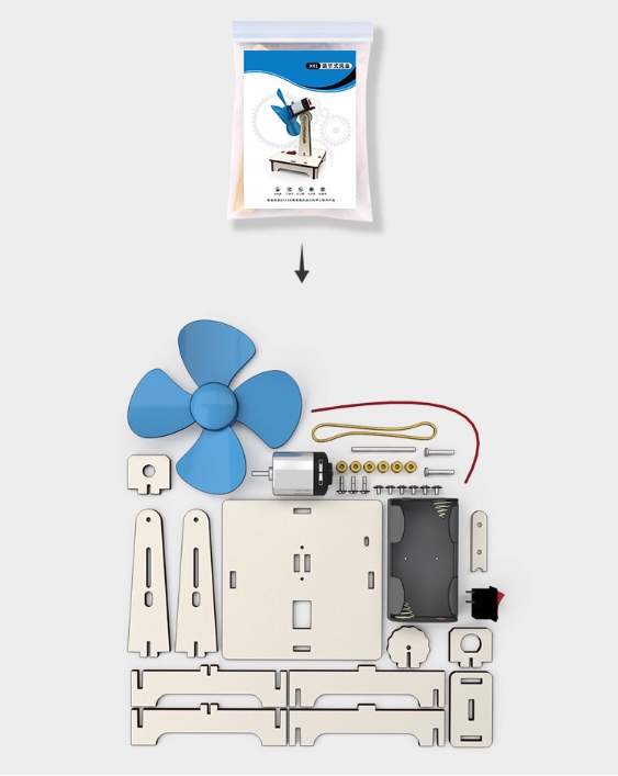 Đồ chơi lắp ráp quạt để bàn DIY WOOD STEAM - FAN MOTOR