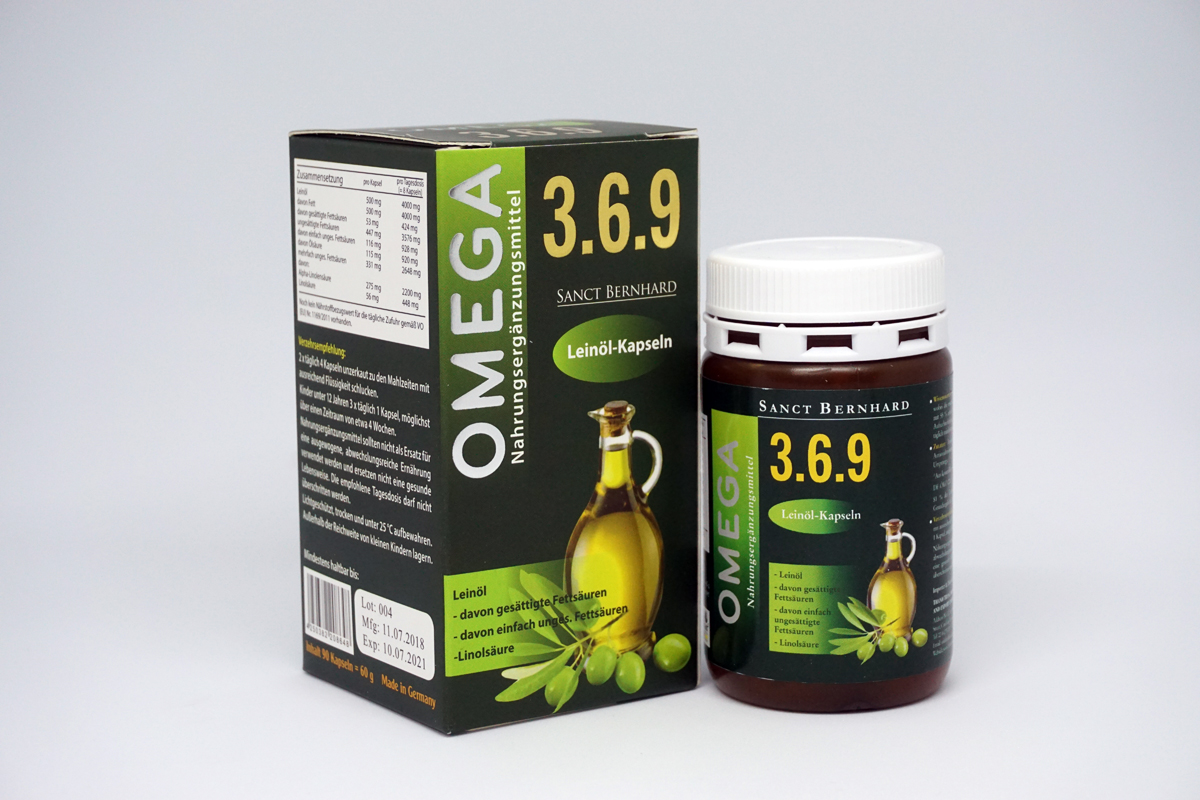 Omega 369 Sanct Bernhard hỗ trợ giảm mỡ máu, bổ tim, bổ mắt, cải thiện trí nhớ, làm đẹp da - Hộp 90 viên