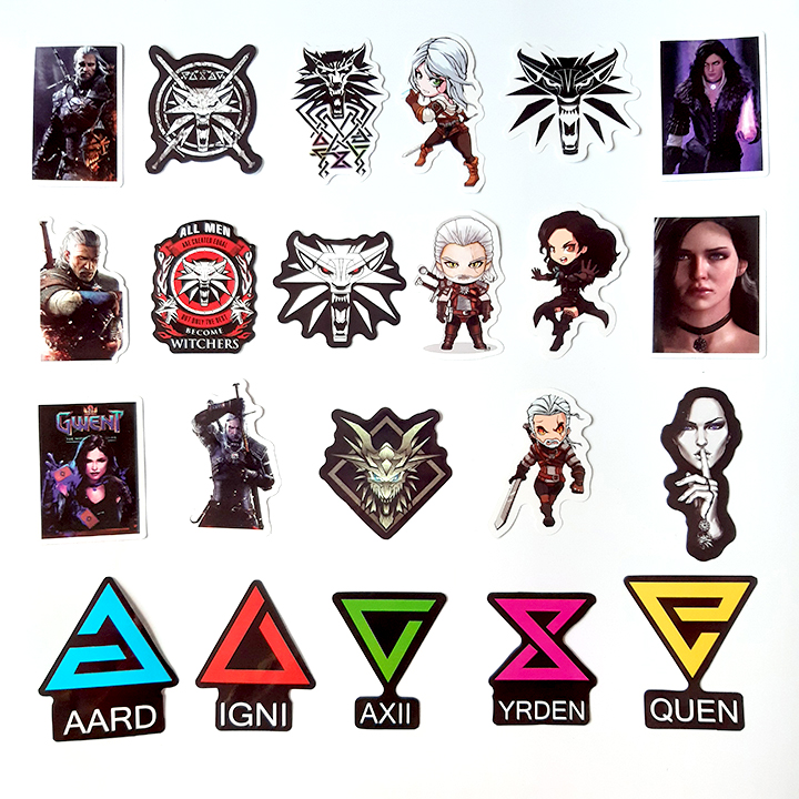 Bộ Sticker dán cao cấp chủ đề THE WITCHER - Dùng dán Xe, dán mũ bảo hiểm, dán Laptop