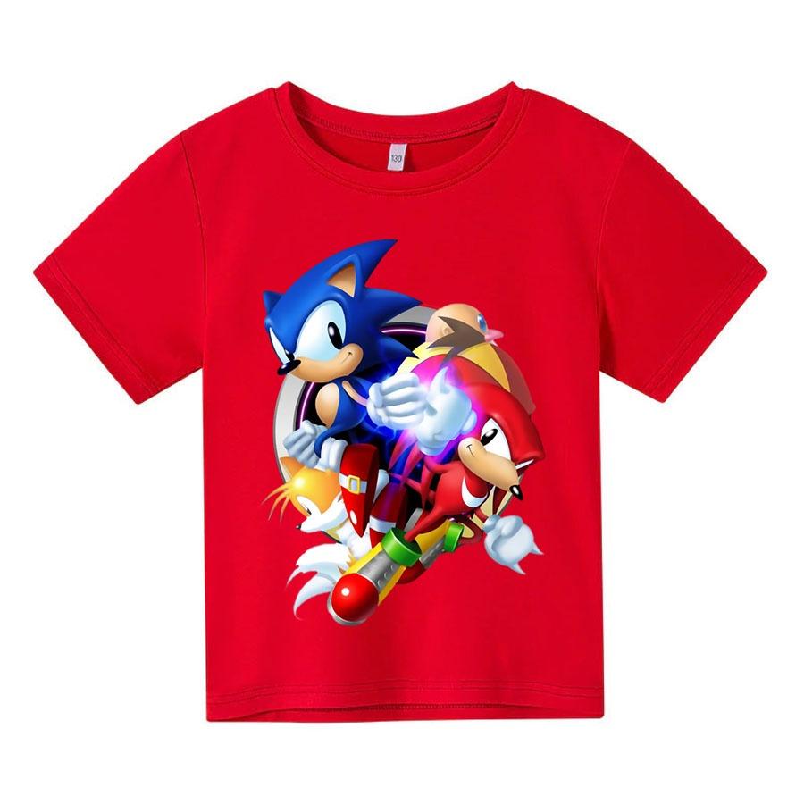 Áo thun trẻ em bộ 3 sonic Có size người lớn, King Cotton