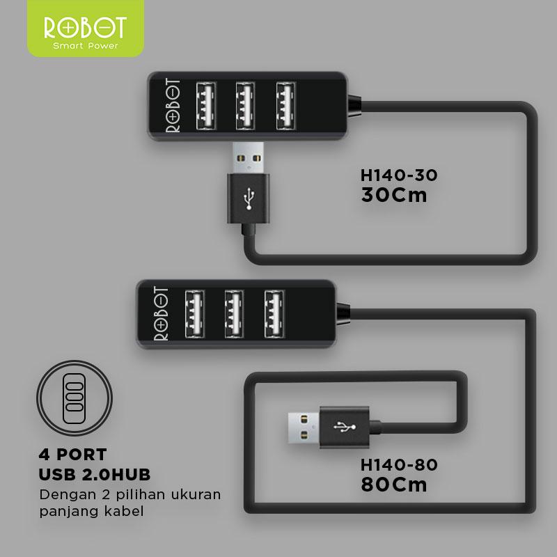 Bộ Chia USB HUB 4 Cổng ROBOT H140 80 Dài 80cm - Hàng Chính Hãng