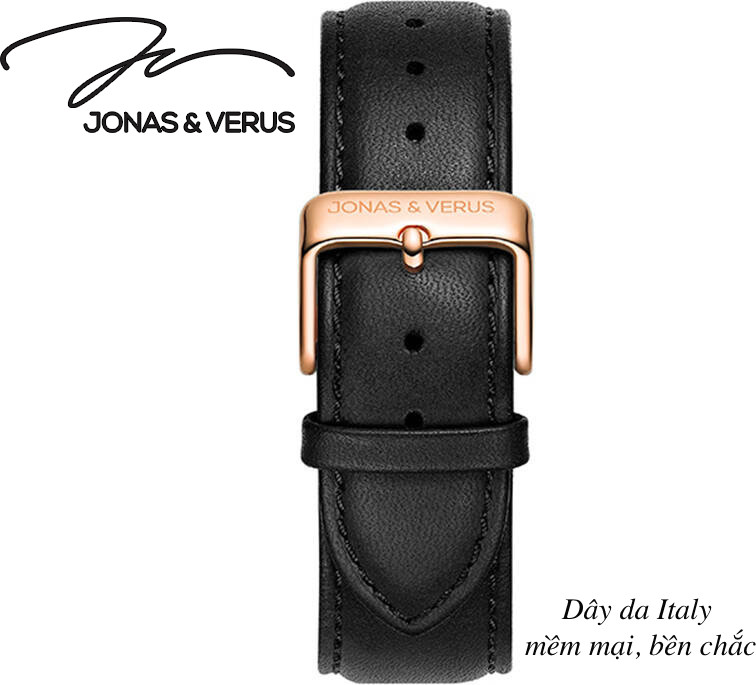 Đồng hồ đeo tay Nam hiệu JONAS &amp; VERUS Y01562-A0.PPBLB, Máy Cơ (Automatic), Kính Sapphire chống trầy xước, Dây da Italy