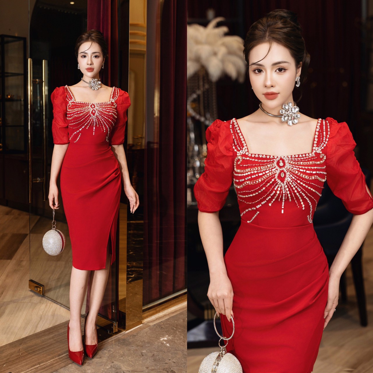 ĐẦM BODY THUN ĐÍNH HẠT CAO CẤP