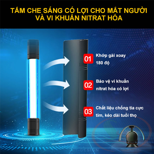 Đèn UV chìm Sunsun 6W, 10W, 14W kèm tấm che sáng diệt vi khuẩn tảo bể cá tép