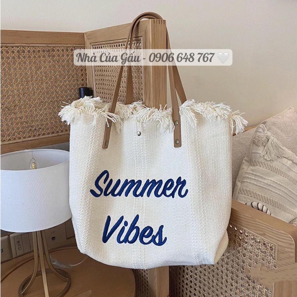 Túi cói summer form to mix với dây da chụp ảnh quá xinh luôn