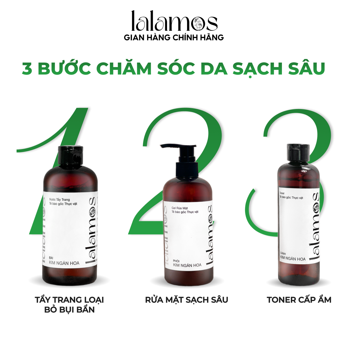 Toner Cánh Kim Ngân Hoa Lalamos Dưỡng Ẩm Và Se Khít Lỗ Chân Lông 250ml