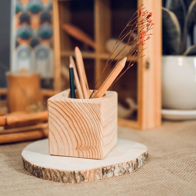 Chậu gỗ nguyên khối mini - Trồng sen đá 9x9x9cm