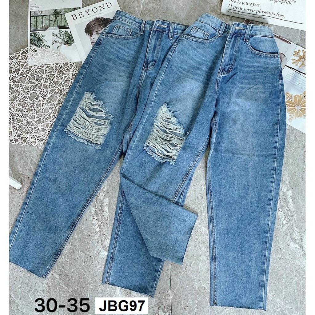 Quần jean baggy rách gối size lớn VNXK JBG97