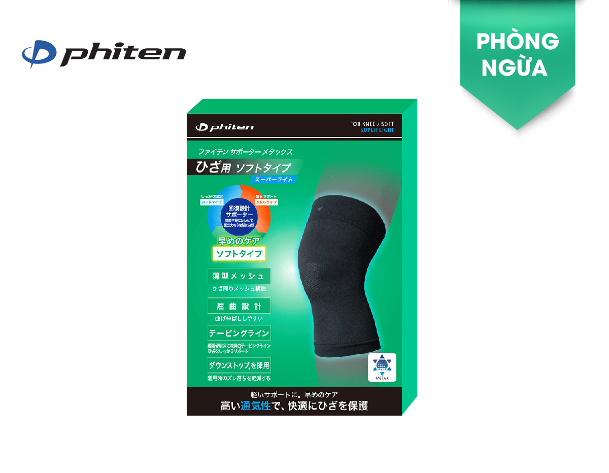 Đai bảo vệ đầu gối loại siêu nhẹ Phiten supporter knee soft super light AP254014/AP254016