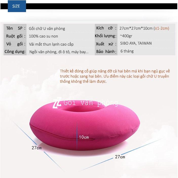 Gối kê cổ chữ C du lịch cao su non 2 lớp vỏ ZURI PILLOW