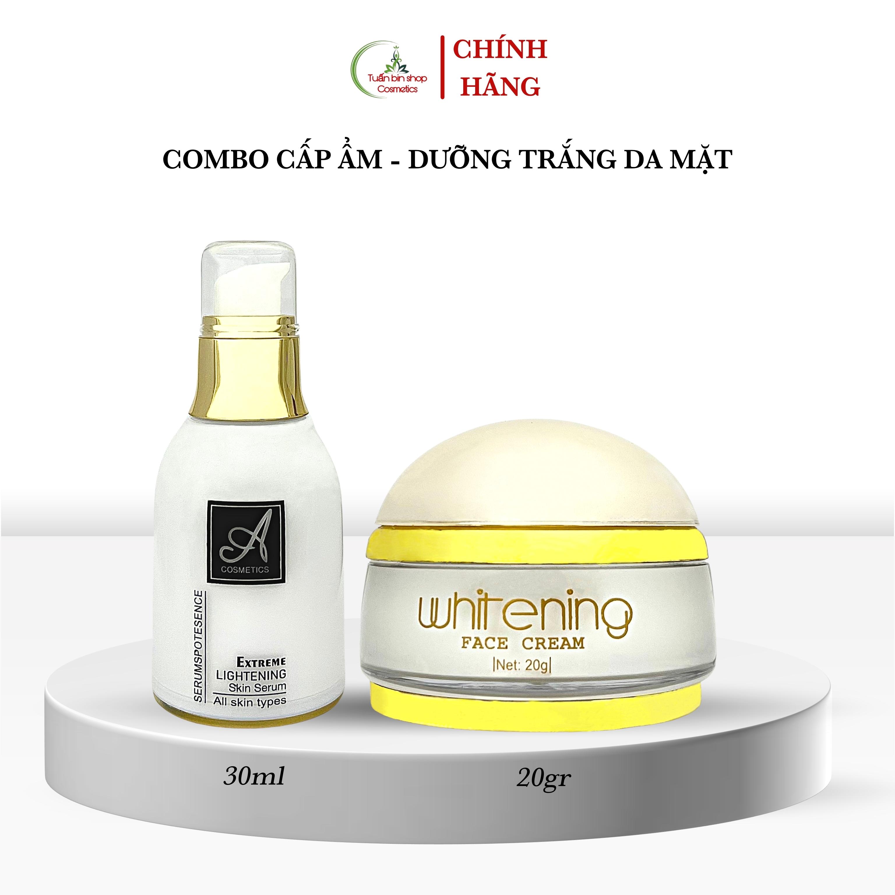 Combo dưỡng trắng da mặt, cấp ẩm chuyên sâu Acosmetics, kem face pháp trắng da mặt, serum dưỡng ẩm spot esence 50g