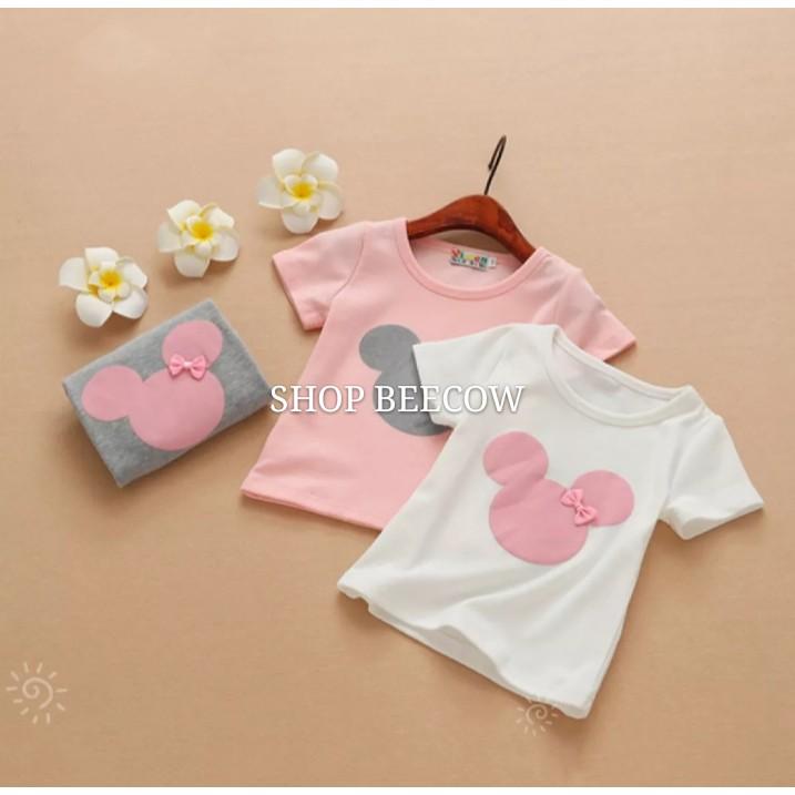 MẪU MỚI | ÁO THUN MICKEY PHỐI NƠ CỰC DỄ THƯƠNG CHO BÉ 8-18KG | VIDEO THẬT | SHOP BEECOW