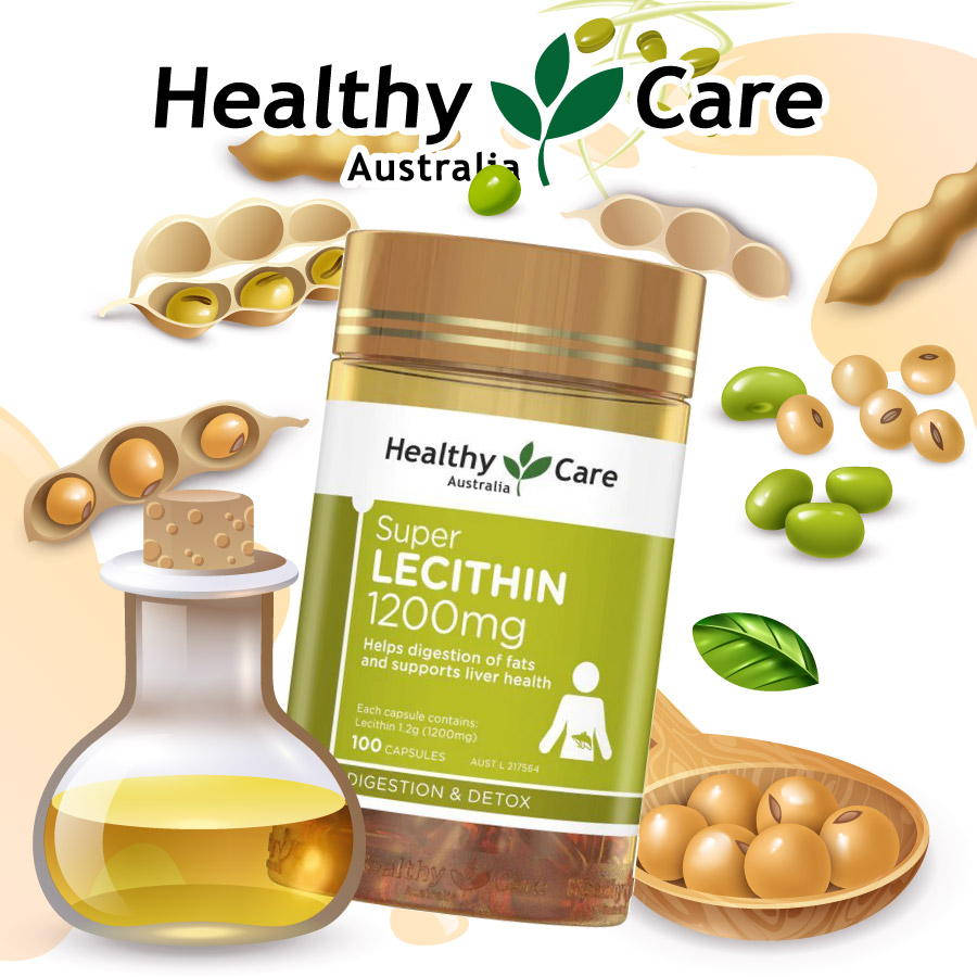 Mầm đậu nành Úc Healthy Care Super Lecithin 1200mg tăng cường chức năng gan khỏe mạnh, nâng cao sức  khỏe, sắc đẹp từ bên trong - OZ Slim Store