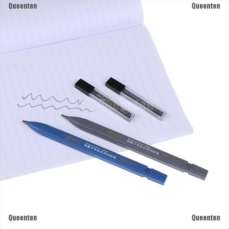 ★Queen 2B Lead Holder Exam Mechanical Pencil With 6PCs Lead Refill Set Student Supplies