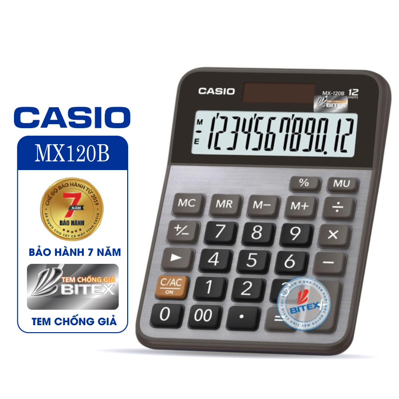 Máy tính Casio MX-120B, Bảo hành 7 năm - Hàng chính hãng Bitex