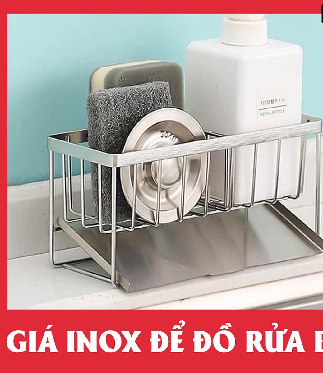 Kệ 2 Ngăn Để Bồn Rửa Chén Có Khay Hứng Giỏ Để Rẻ Rửa Bát Có Khay Hứng Nghiêng Chống Đọng Nước Tiện Lợi