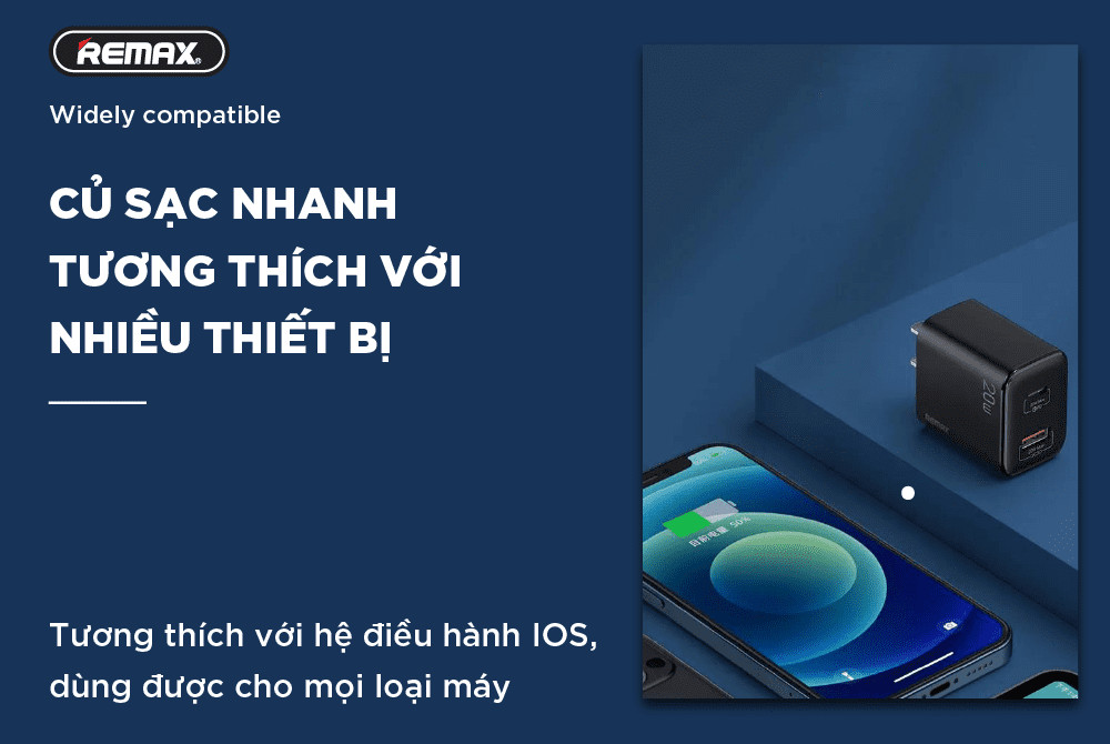 Củ sạc nhanh chuẩn kép PD và QC3.0 Remax RP-U88 công suất 20W - Hàng chính hãng