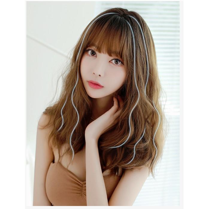 Tóc Giả Lửng Chạm Ngực Xoăn Gợn Sóng