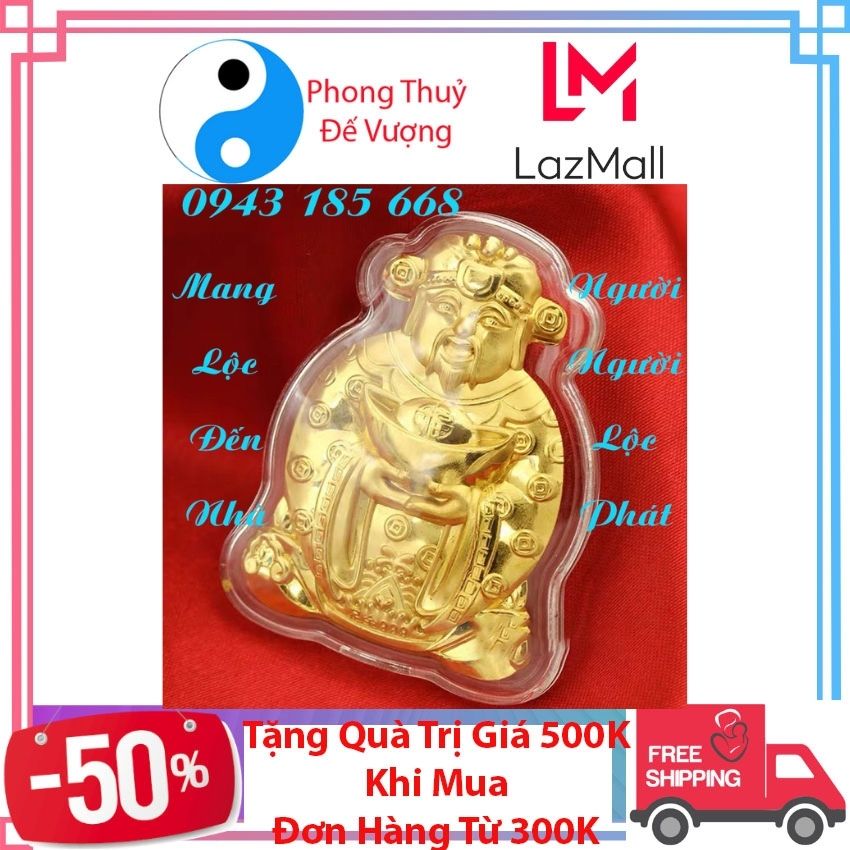 Miếng Thần Tài mạ 24k đặt ví may mắn chiêu tài lộc bình an phúc lộc thọ